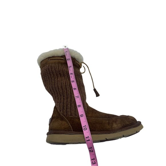 Ugg Australia 5124 Suburb Brown Size 6 Suede Crocheted Shearling Sweater Boots - Picture 6 of 10